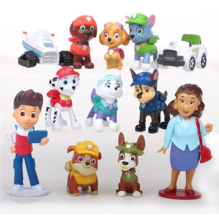 Комплект 12 фигурки Omelivon за декорация на торта Paw Patrol многоцветни 2.5x8см