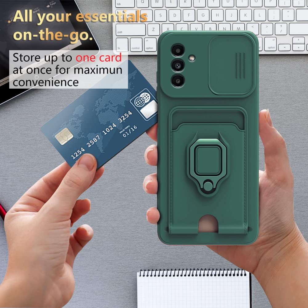 Husa telefon pentru Samsung Galaxy A56, cu suport magnetic, capac pentru camera, verde inchis, ultra-subtire