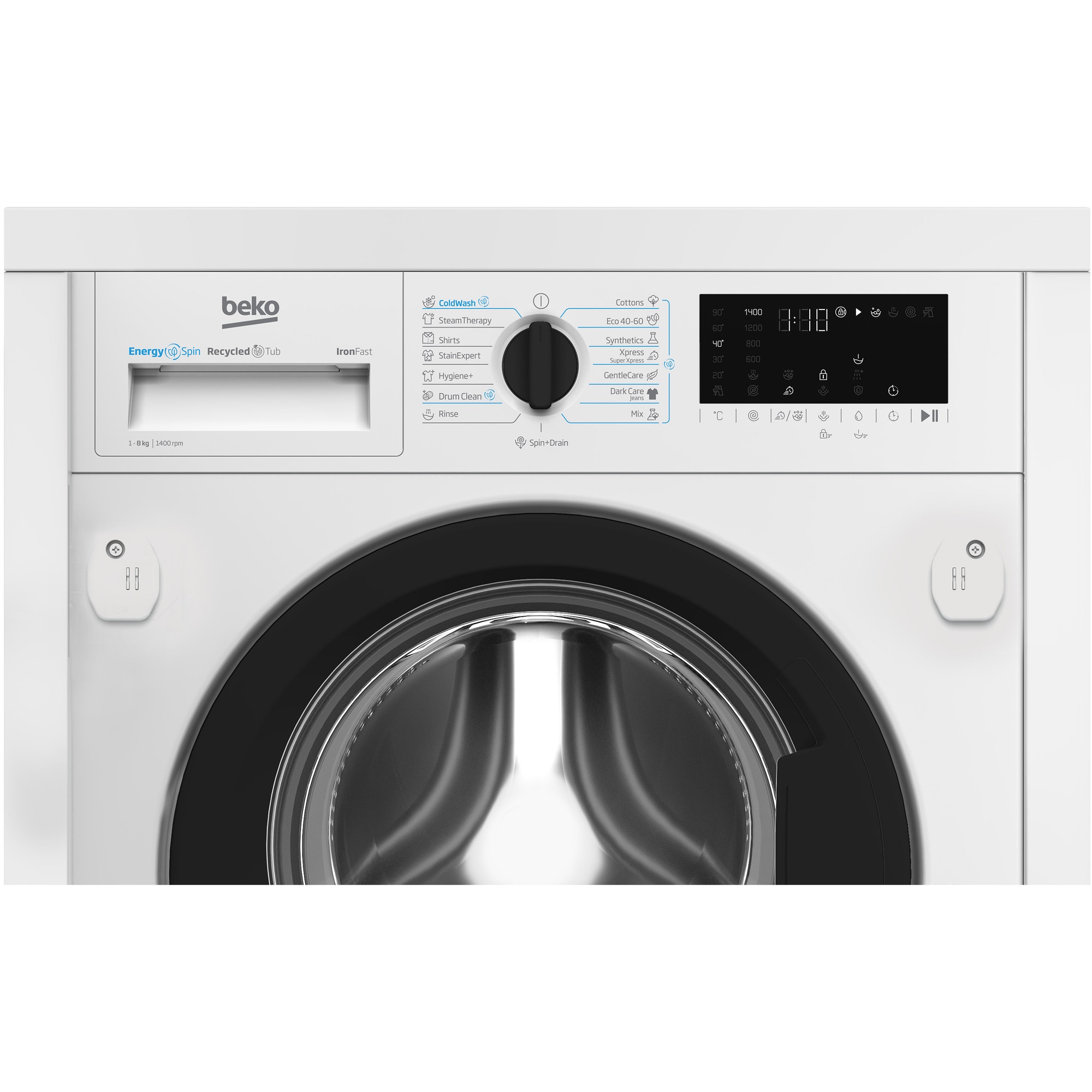 Masina de spalat rufe incorporabila BEKO B3WBT681415W, EnergySpin, SteamCure , 1400rpm, 8 kg, Clasa A, Alb