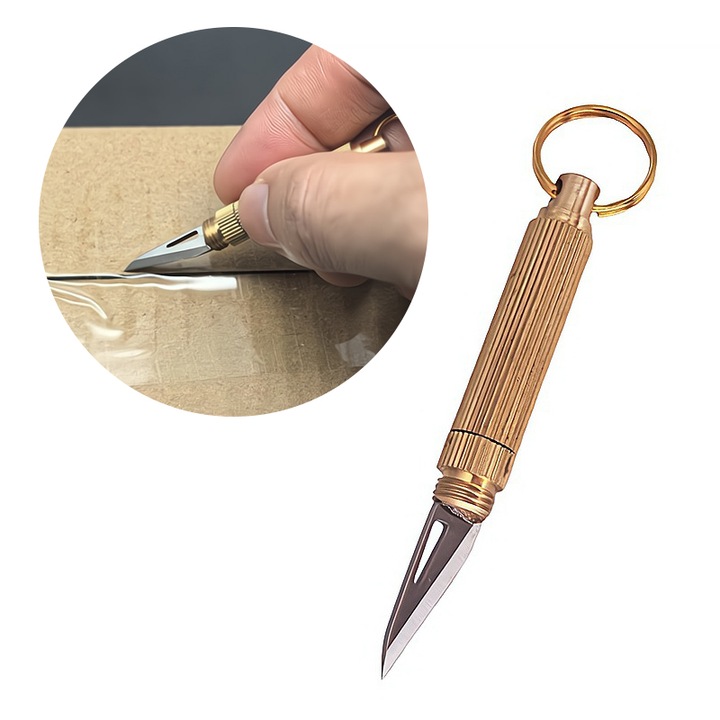 Mini Cutit Multifunctional, Agatatoare, portabil, pentru cheie, utilizare in aer liber, dimensiuni mici, galben