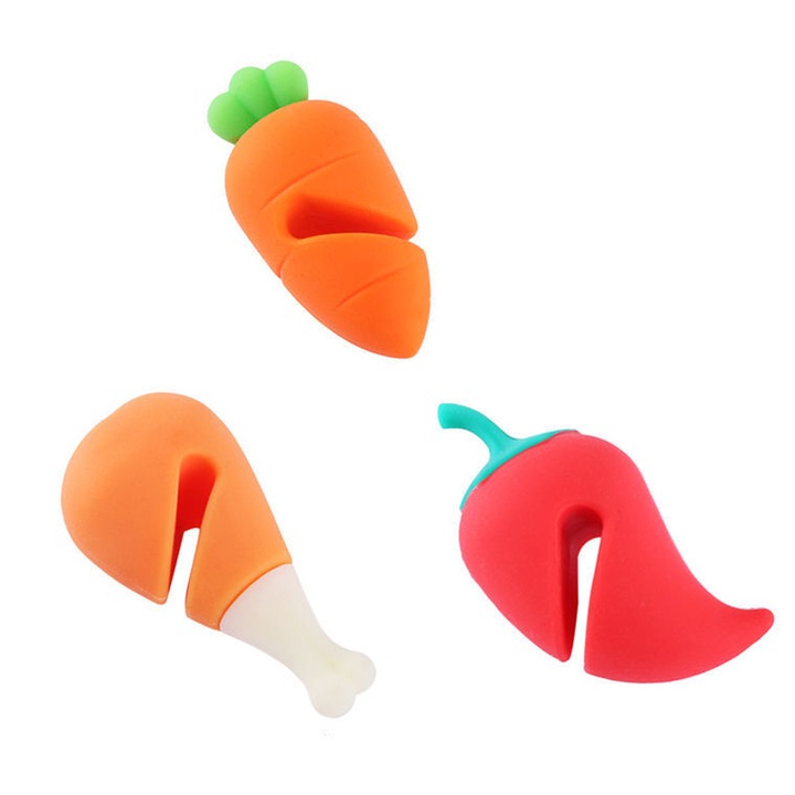 Suport Capac pentru oale din silicon, Un set de 3 bucati in total，previne revarsarea continutului，Culoare: rosu