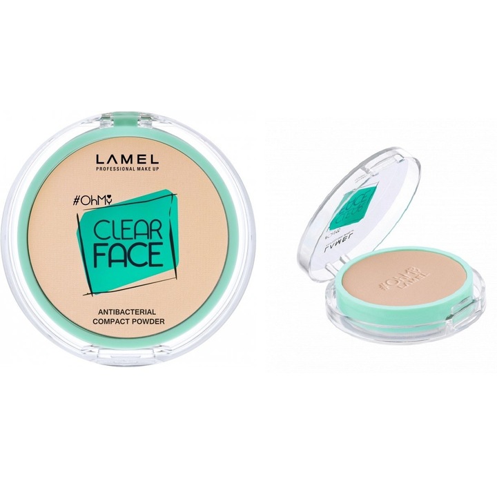 LAMEL OhMy Clear antibakteriális kompakt púder, 402-es árnyalat, 6g, szalicilsavval, faggyúszabályozás