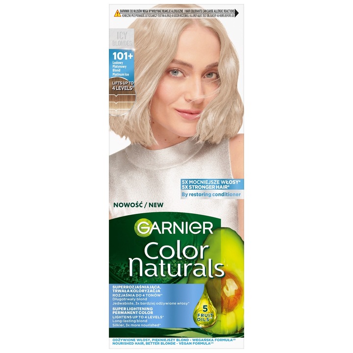 Vopsea de par Garnier Color Naturals nr. 101+ Blond Platina gheata, 112 ml