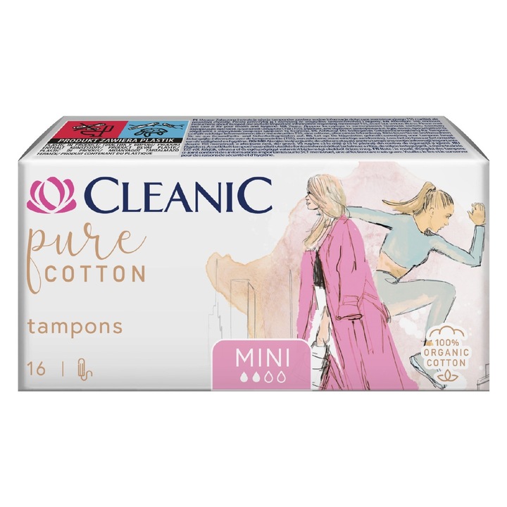 Tampoane mini HARPER din bumbac organic, 100% bumbac, 16 bucati