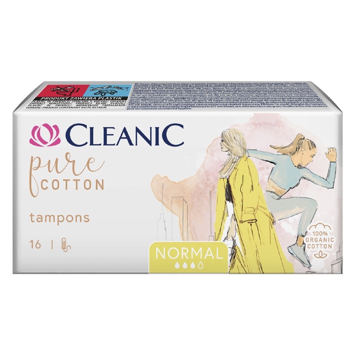 Tampoane HARPER Pure Cotton Normal, 100% bumbac organic, 16 bucati