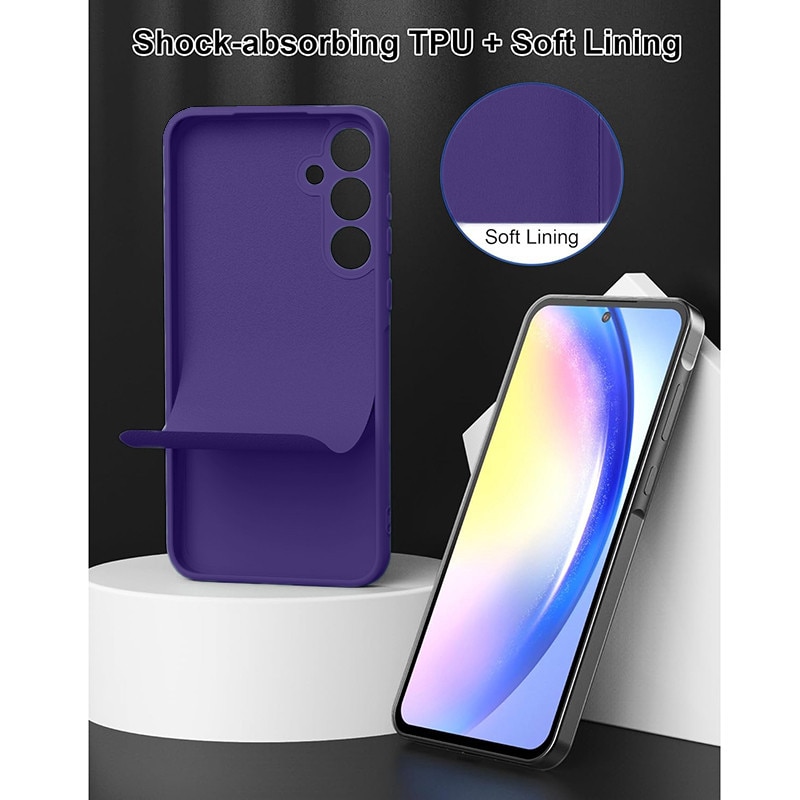 Husa telefon Samsung Galaxy S24, silicon cu captuseala din microfibra, violet inchis, protectie militara, slim