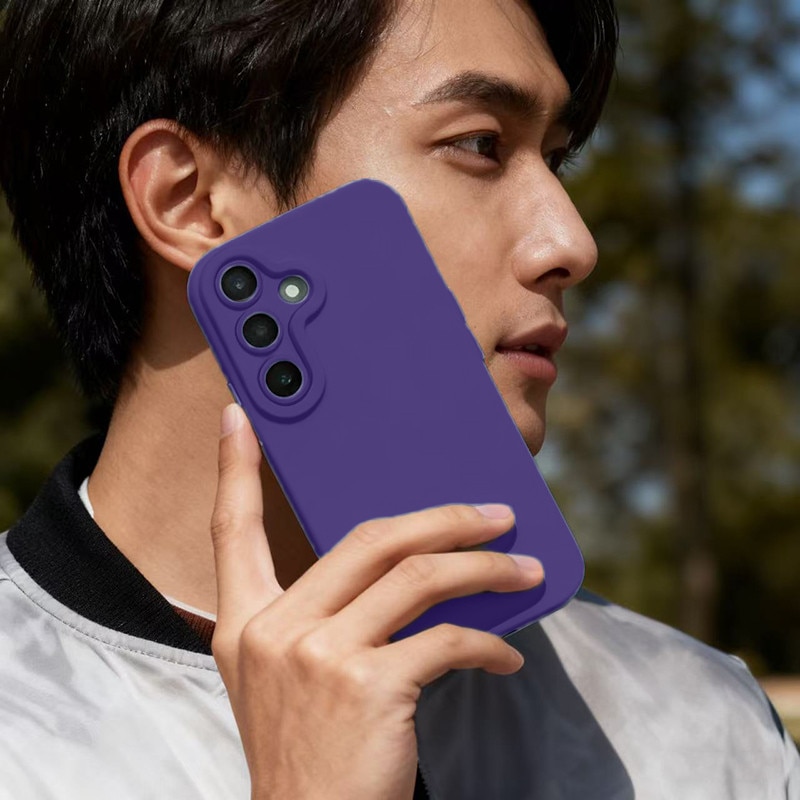 Husa telefon Samsung Galaxy S24, silicon cu captuseala din microfibra, violet inchis, protectie militara, slim