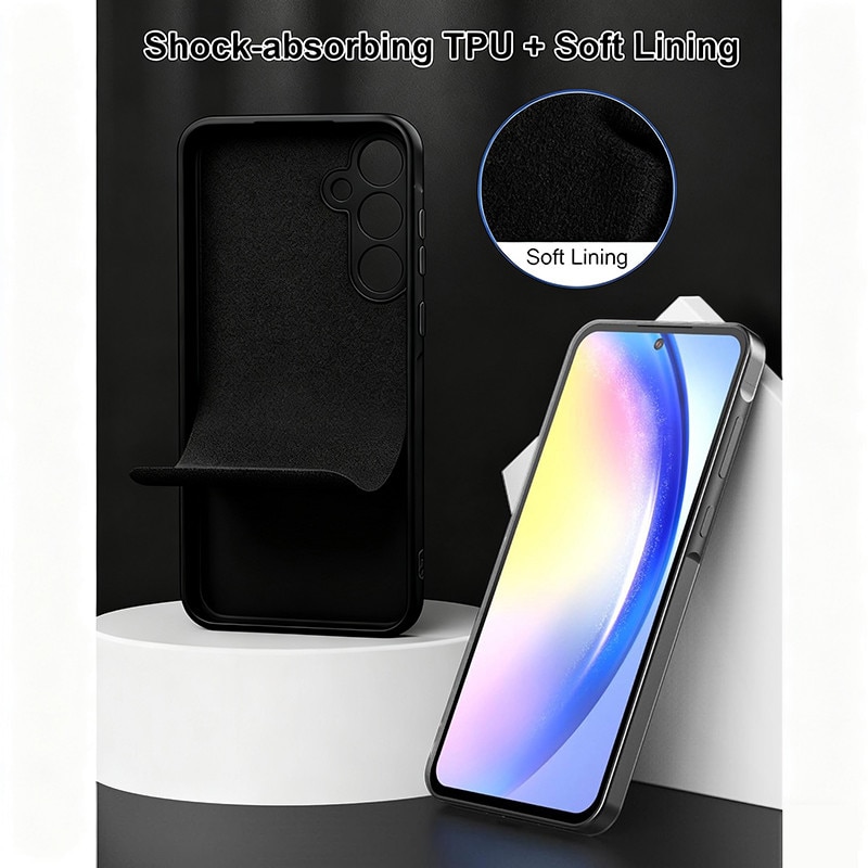 Husa telefon Samsung Galaxy S24, silicon cu captuseala din microfibra, neagra, slim, protectie militara