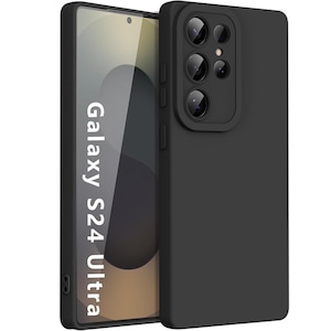 Husa telefon Samsung Galaxy S24 Ultra, silicon cu captuseala din microfibra, neagra