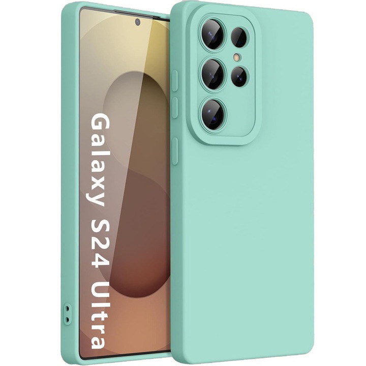 Husa telefon Samsung Galaxy S24 Ultra, silicon cu captuseala din microfibra, protectie militara