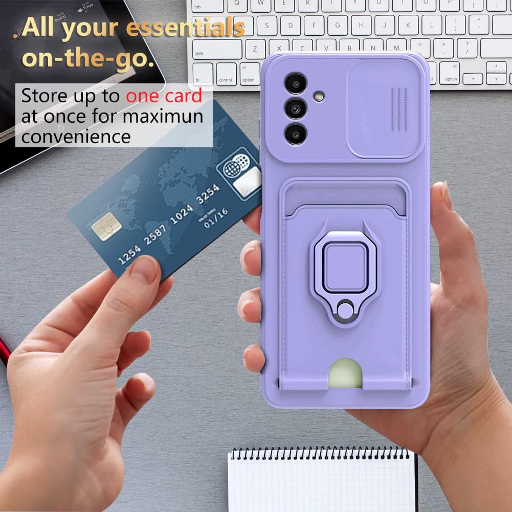 Husa telefon pentru Samsung Galaxy A56, cu suport magnetic, capac pentru camera, verde inchis, -Violet deschis
