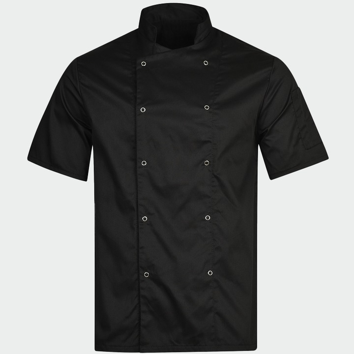 Tunica bucatar din Poplin 130g, cu capse, unisex, maneca scurta, Nozomi, Neagra, marimea L