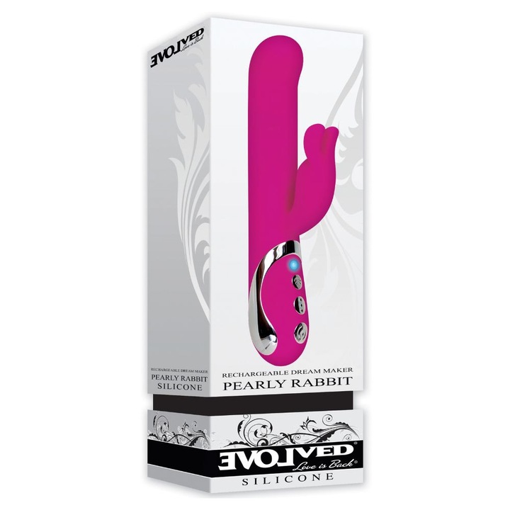 Вибратор Pearly Rabbit, LoveCherry, кадифен силикон, 3 скорости, 21,6 см