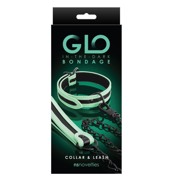 Комплект светещи нашийник и повод LoveCherry, зелен, регулируем, унисекс