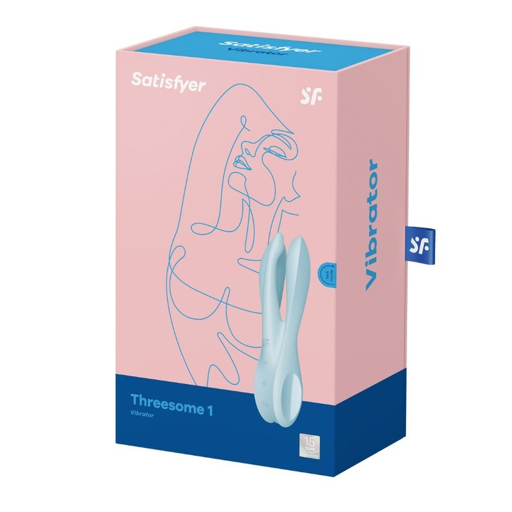 Вибратор LoveCherry Satisfyer Threesome 1, 3 скорости, водоустойчив, светлосин, 3, 68x5, 68x14 см