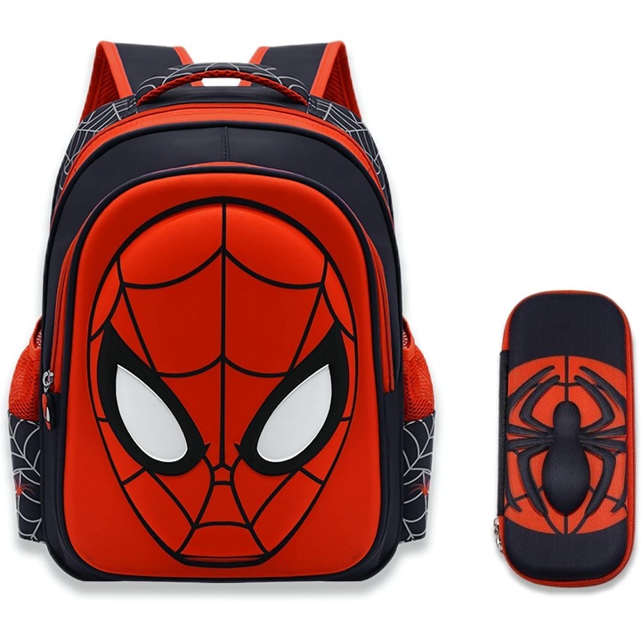 Детска раница MWAOWM, комплект с несесер, дизайн на супергерой, водоустойчива, 38x30x18см