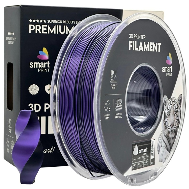 Filament Smart print Selyem PLA Kettős szín Fekete Lila 1.75 mm 1 kg