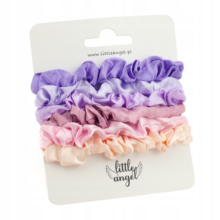 Комплект ластици за коса, Little Angel, сатенирани, многоцветни, 6 броя, ластици за коса скрънчи