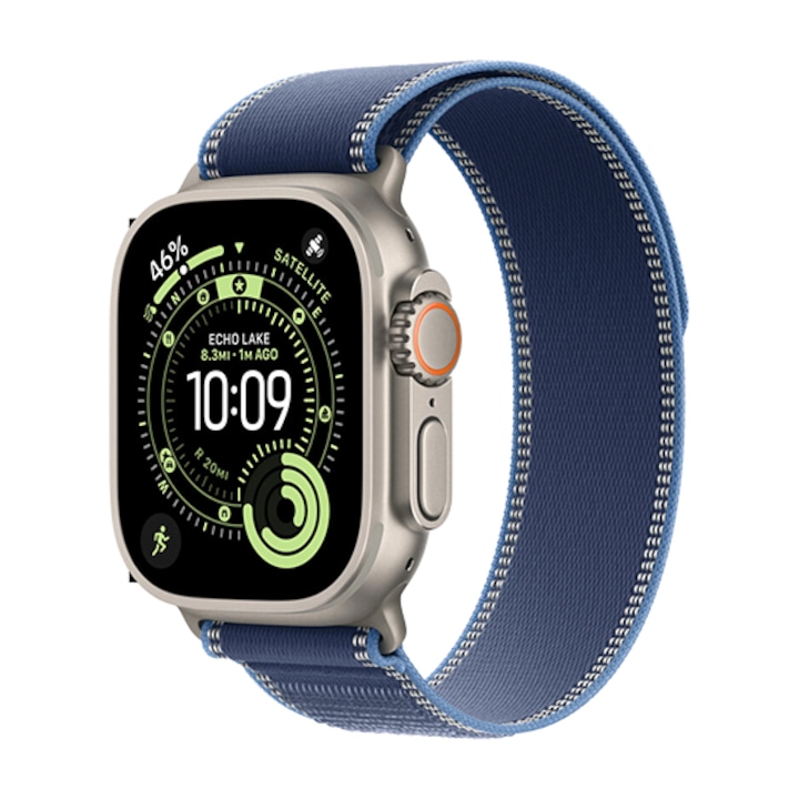 Смарт часовник Apple Watch Ultra 3, 49mm, GPS + Cellular, Retina LTPO OLED екран, S10 чип с двуядрен процесор, 64GB Flash, Wi-Fi, Bluetooth, NFC, Trail Loop M/L Син