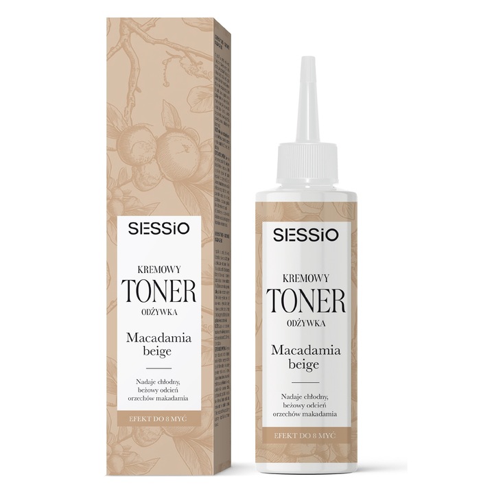 Vopsea de par Sessio, toner Macadamia beige, efect de tonifiere, fara amoniac, 200ml