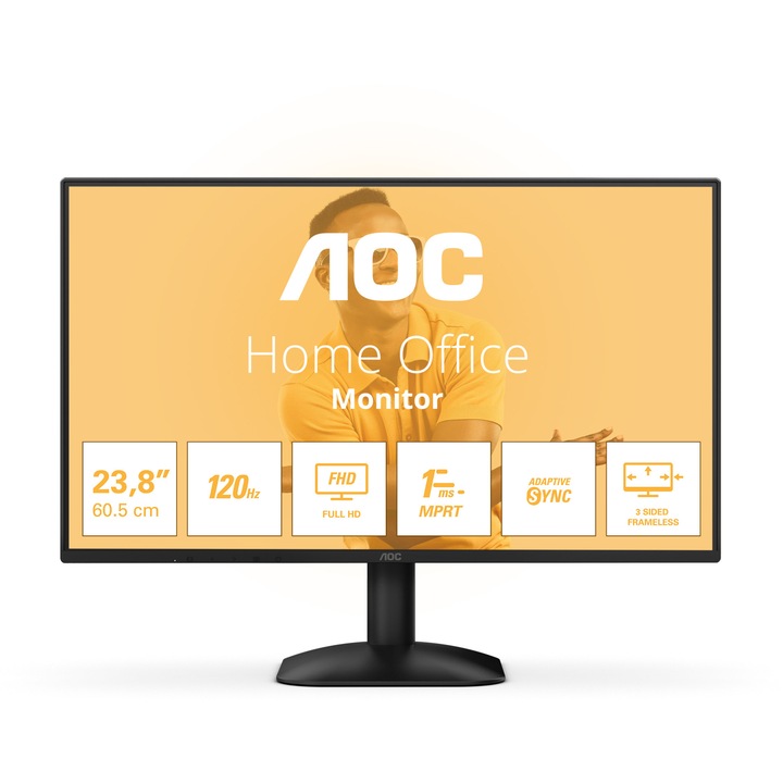 AOC Monitor, 23.8" IPS FHD, 120Hz 4ms (1ms MPRT) FlickerFree VGA HDMI