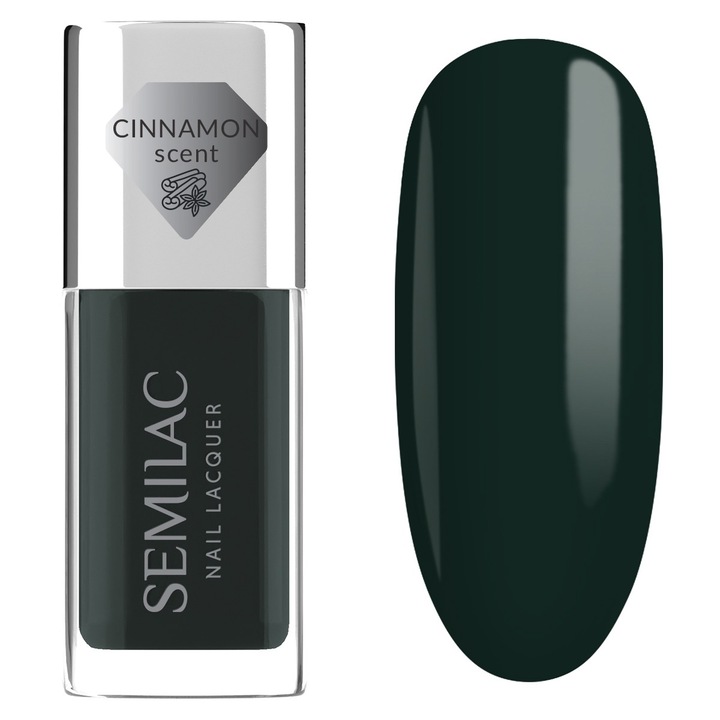Oja Semilac 114, 9 ml, culoare verde inchis, formula rapid uscata, luciu intens