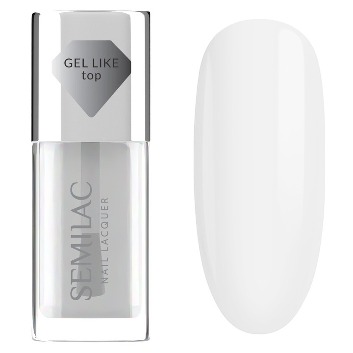 Oja Semilac Top Gel Like, 9 ml, lucioasa, rezistenta, rapid uscata
