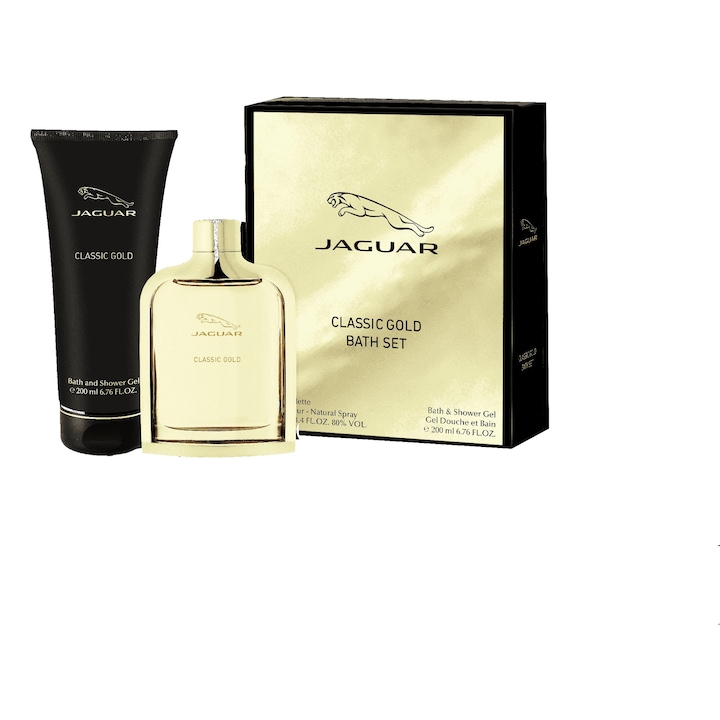 Set cadou Jaguar Classic Gold, apa de toaleta 100ml, gel de dus 200ml