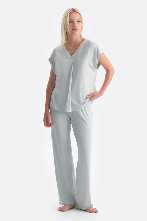 DAGI, Pijama lejera cu decolteu in V, Verde menta