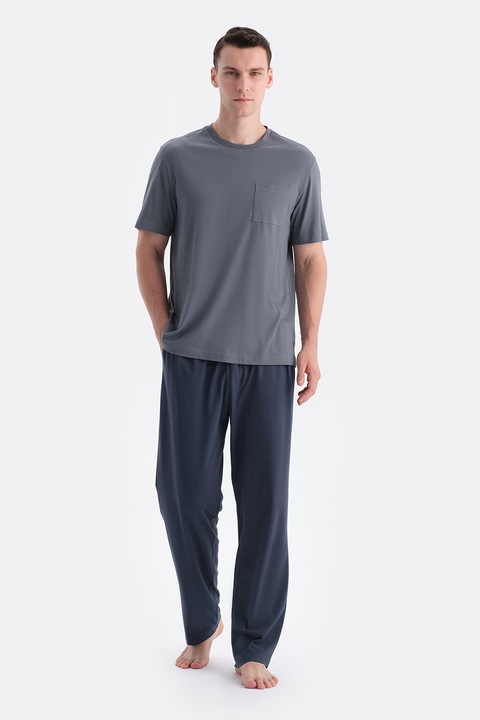 DAGI, Pijama de bumbac si modal, Gri carbune