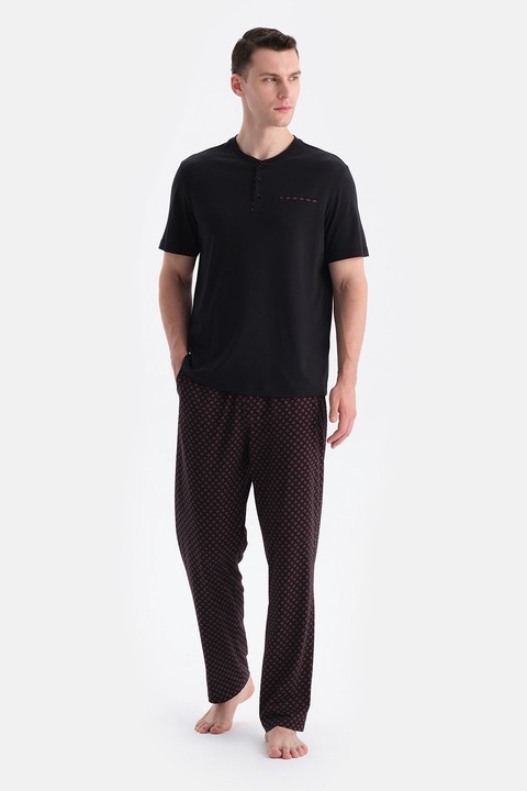 DAGI, Pijama din amestec de bumbac, Rosu/Negru