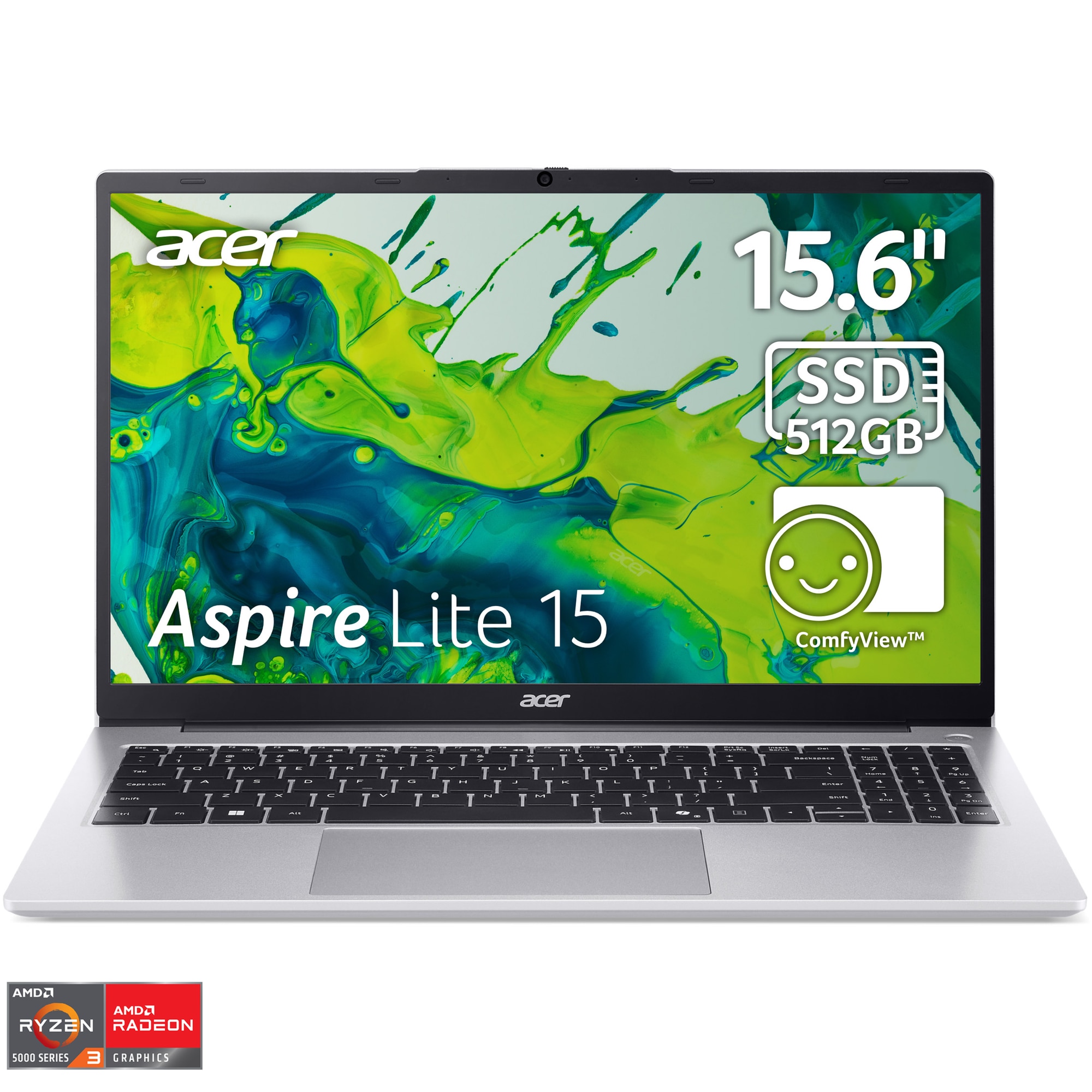 Laptop Acer Aspire Lite 15 AL15-41P-R7LQ cu procesor AMD Ryzen™ 3 5300U pana la 3.80 GHz, 15,6" , Full HD, IPS 16GB DDR4 RAM, 512GB SSD, AMD Radeon™ Graphics, No OS, Light Silver