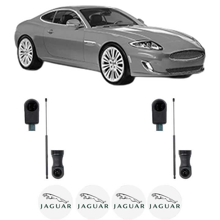 Set amortizoare capota pentru JAGUAR XK II Coupe (X150) din 2006-2014, 2 bucati, KROSNO, 4 stickere auto JAGUAR