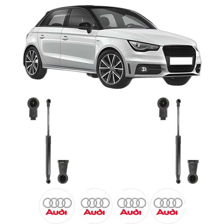 Set amortizoare capota pentru AUDI A1 Sportback (8XA, 8XF) din 2011-2018, 2 bucati, KROSNO, 4 stickere auto AUDI