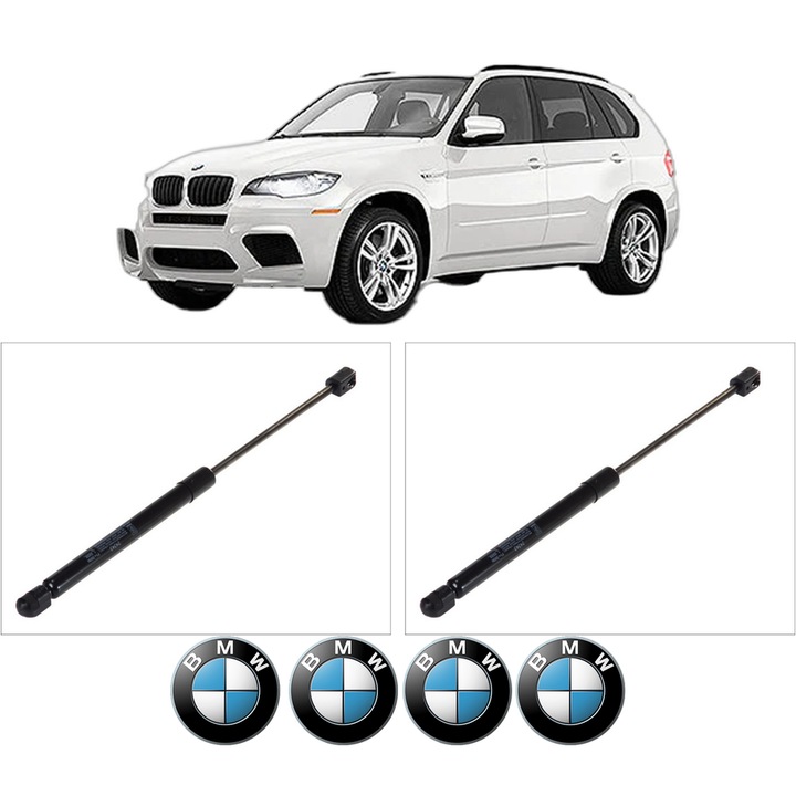 Set amortizoare capota pentru BMW Seria X5 (E70) din 2006-2013, 2 bucati, KROSNO, 4 stickere auto BMW