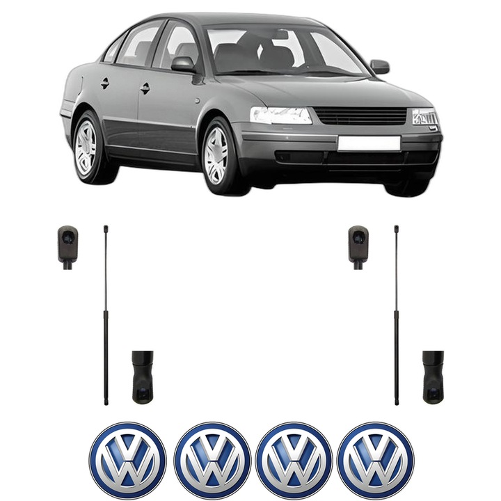 Set amortizoare capota pentru Volkswagen PASSAT B5 (3B2) din 1996-2000, 2 bucati, MAGNUM TECHNOLOGY, 4 stickere auto Volkswagen