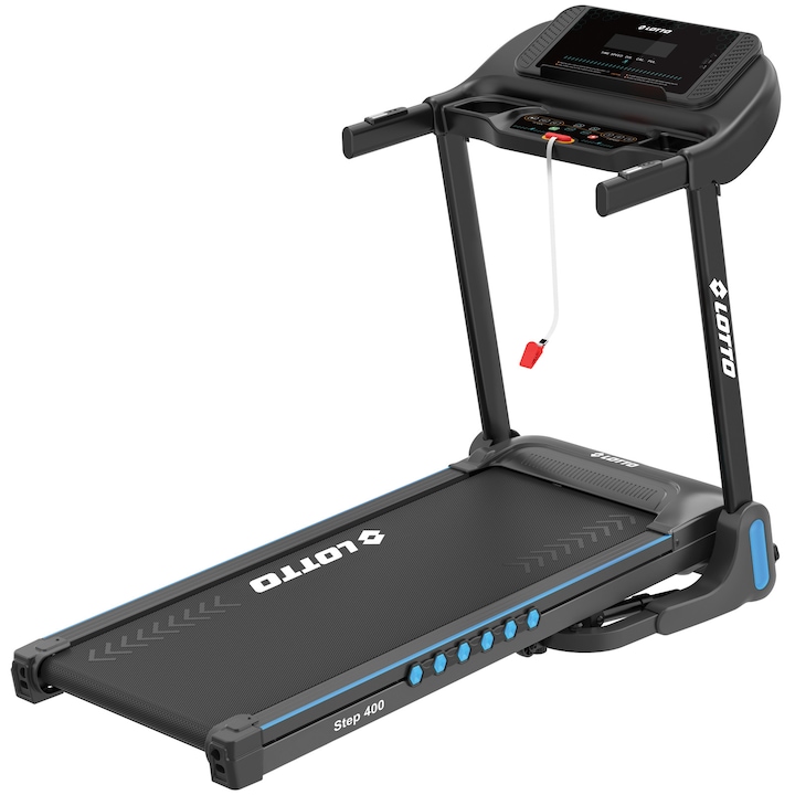 Banda de alergat electrica Lotto Step 400, inclinare automata, motor 3 CP, bluetooth Fitshow/Kinomap/Zwift, calculator LED, greutate maxima utilizator 130 kg, programe presetate, pliabila pe cilindru
