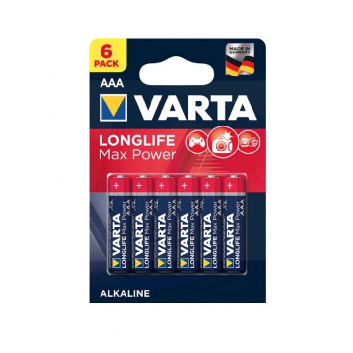 Varta Longlife Max Power AAA elem, 6 db-os csomag (4+2)