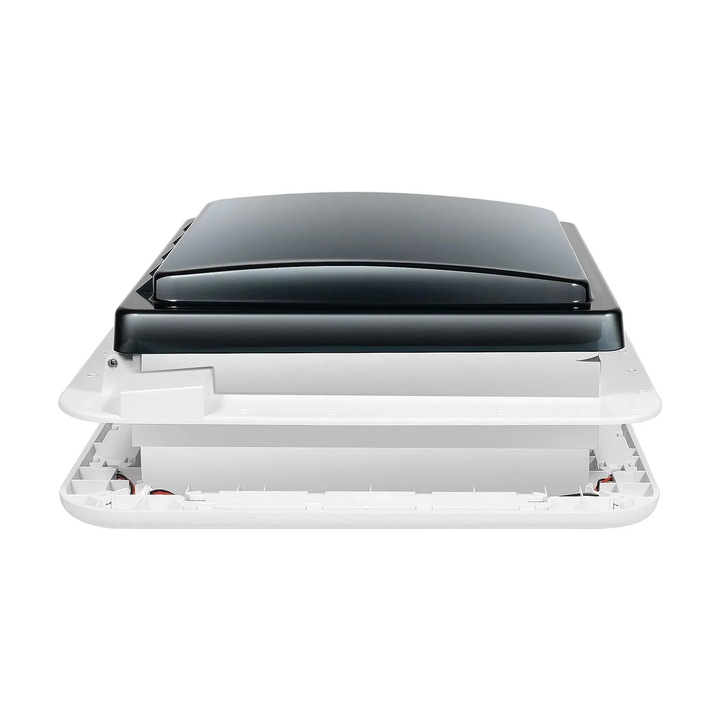 Ventilator de acoperis pentru rulote, 28x28cm, ridicare electrica, lumina LED, impermeabil, alb