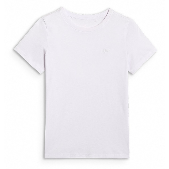 Laza szabású 4F Junior Sportstyle sportos póló lányoknak, 100% pamut, fehér, 122-es méret
