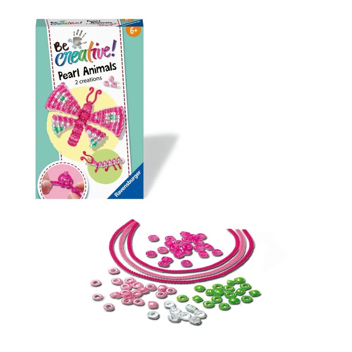 Set BeCreative fluture si omida, Ravensburger, margele colorate, 6 ani+