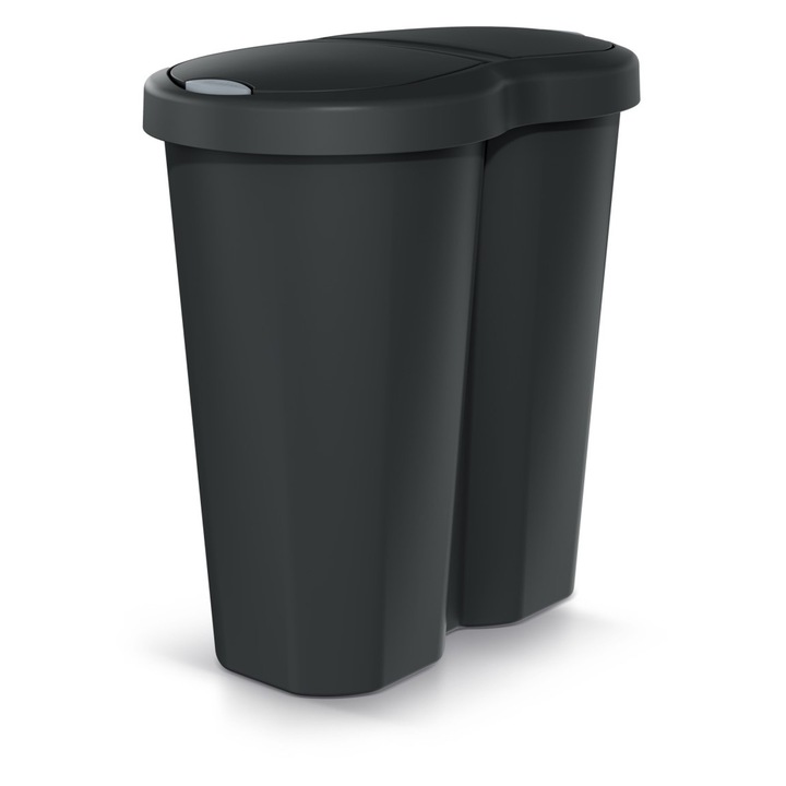 Cos de gunoi Compacta R Duo, negru, capacitate 40L, un compartiment, doua capace, NDRF40-S411