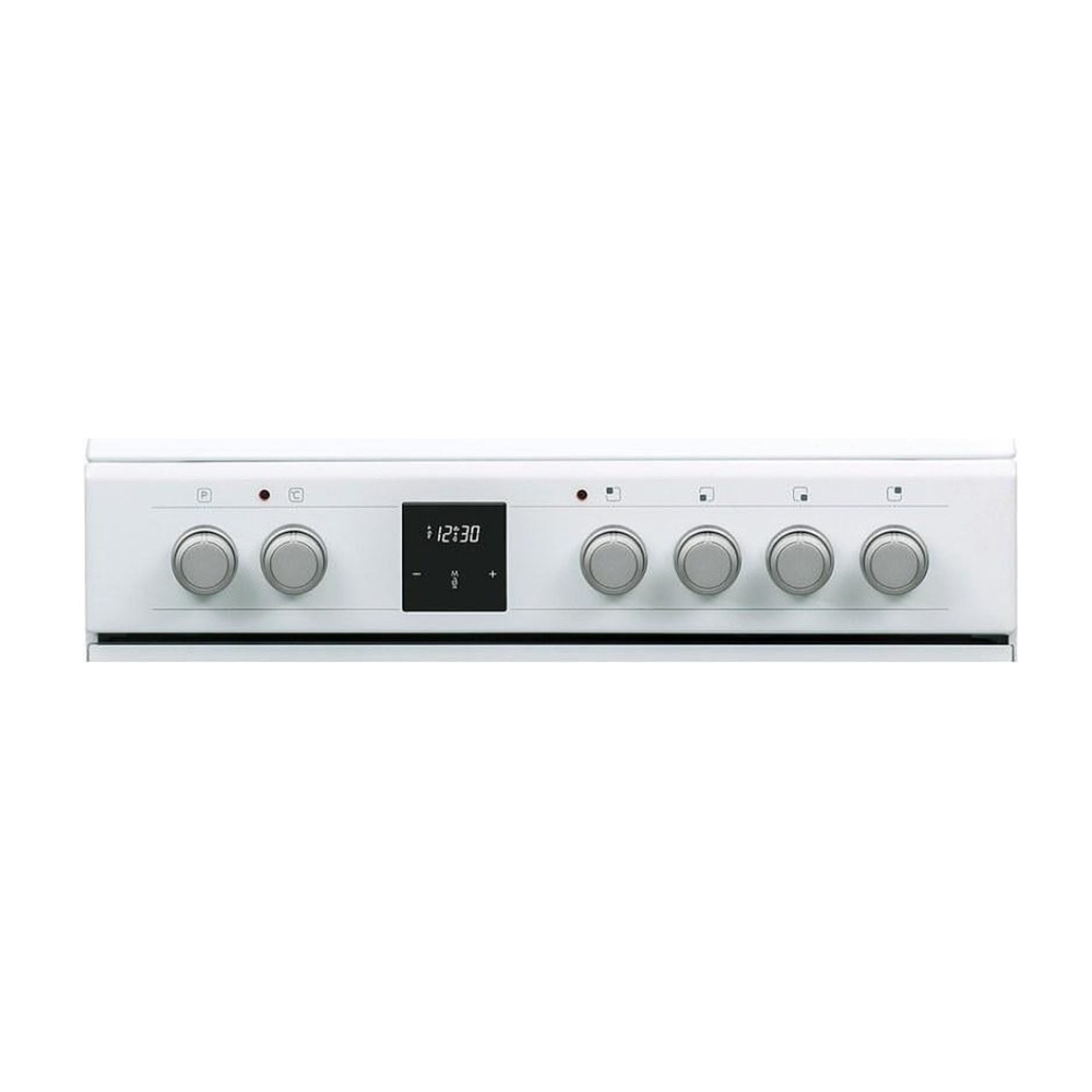 Aragaz electric Sharp KF-76FVDT22WMK-EU, Cuptor multifunctional, Plita vitroceramica 4 zone, Timer digital, 60 cm, 65 l, Clasa A, Alb