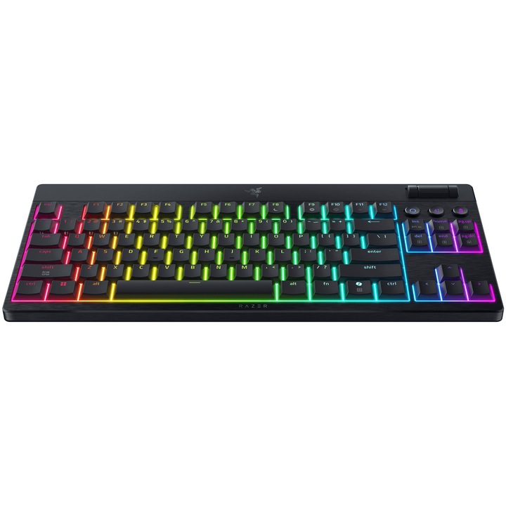 Безжична механична клавиатура Razer Blackwidow V4 Low profile HyperSpeed TKL, Razer Low-profile Mechanical Switches (Green Clicky), 110 клавиша, Razer Chroma RGB осветление, Черен
