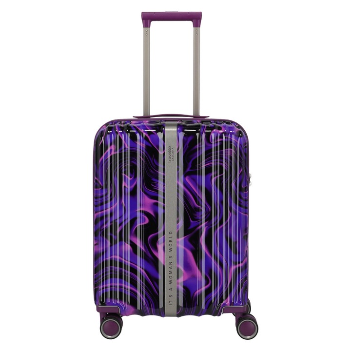 Troler de cabina Travelite Lascana, rigid, imprimeu Purple Swirl, 55x40x20cm, 37L