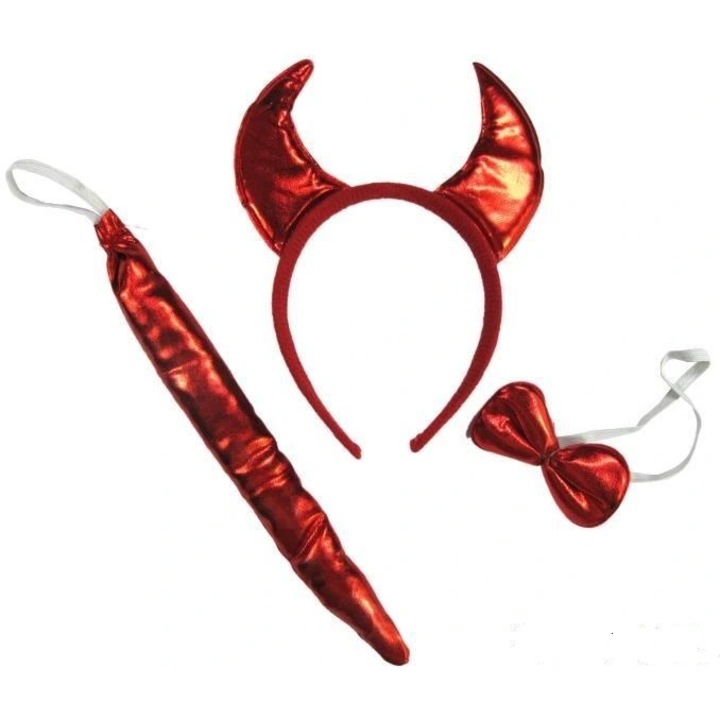 Set 3 accesorii pentru costum de diavol, TAMIPOL, rosu