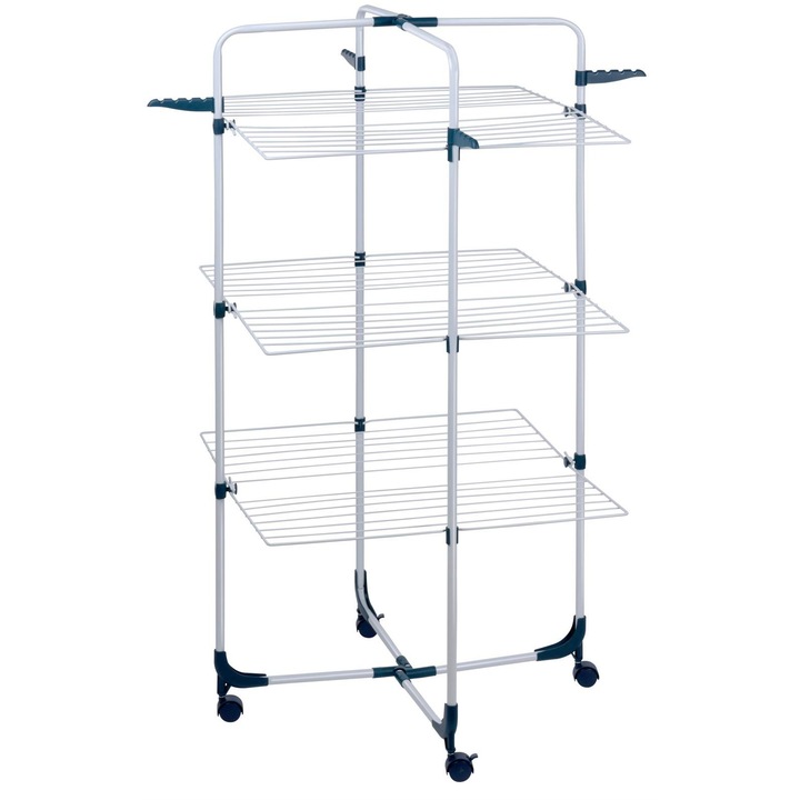 Uscator de rufe vertical, Dirt Devil,134 × 68 × 68 cm, Capacitate de uscare 30m, Pliabil, Portabil, Interior/exterior, Alb