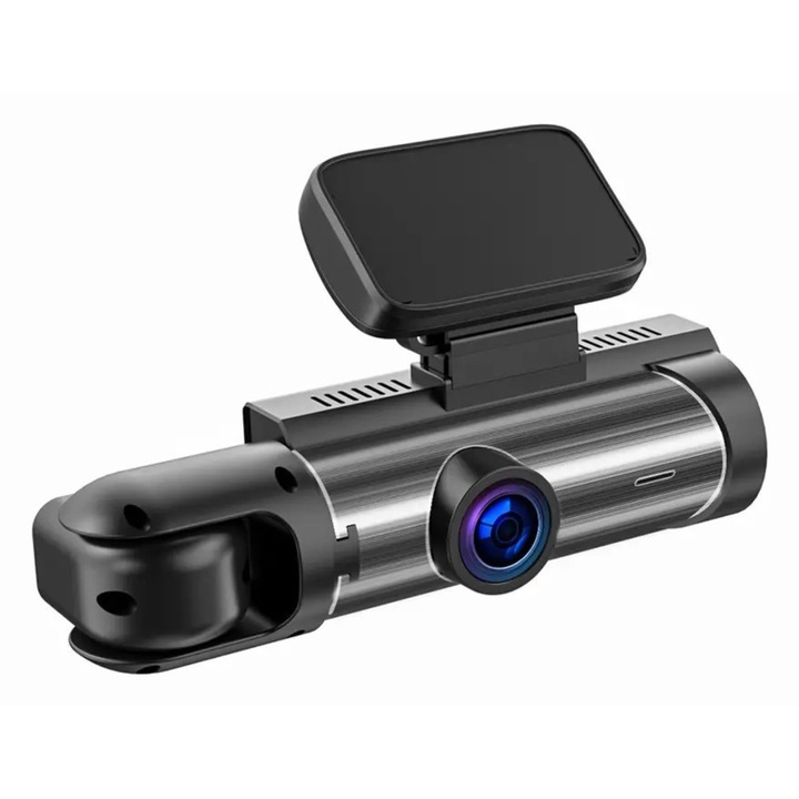 Autós DVR kamera, tripla fedélzeti kamera (dash cam) Wi-Fi-vel – elől 1080p, belső HD IR-rel (4 LED), hátul HD, széles látószögű, WDR, éjszakai mód, G-szenzor, hurokrögzítés, 24/7 parkolási mód, 32 GB-os microSD kártya mellékelve