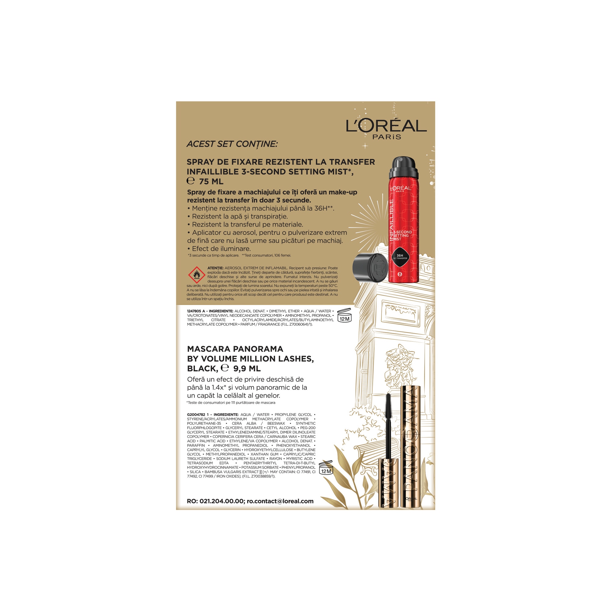 Set cadou machiaj L'Oreal Paris: Spray de fixare rezistent la
