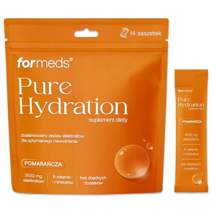 Formeds Pure Hydration, electroliti, aroma de portocala, set 14 pliculete